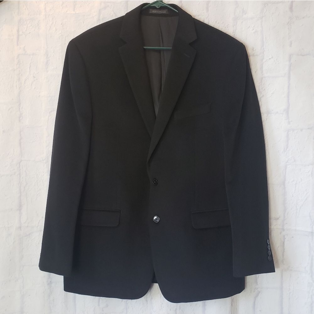 CALVIN KLEIN Black Brushed Microfiber Blazer 42R